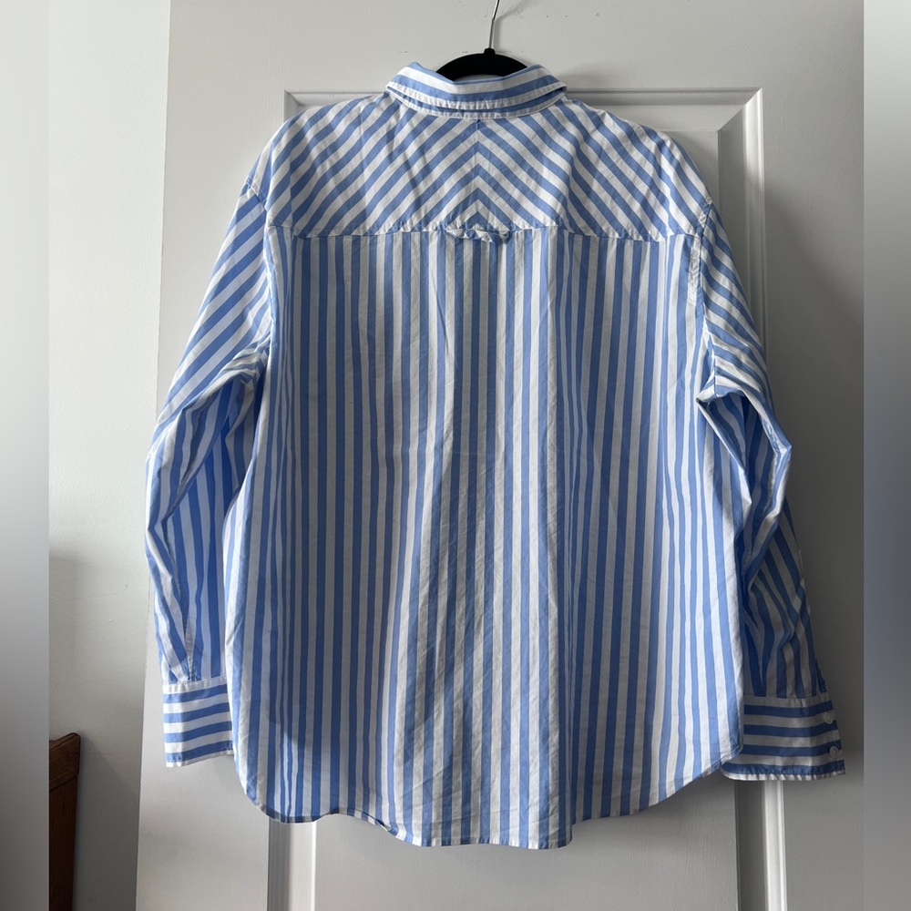 AYR Deep End Blue and White Striped Button-Down Shirt-XL - Picture 4 of 9